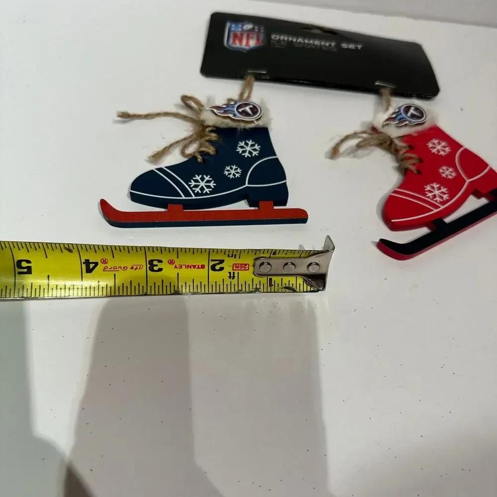 New In Package Tennessee Titans Ice Skate Christmas Ornaments NFL Red Blue